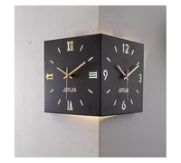 DGAMHF Orologio da parete angolare a doppio lato, 25,4 cm, con numeri romani cavi, silenzioso, orologio da parete per camera da letto, ufficio, cucina, decorazione per la casa (nero, con luci)