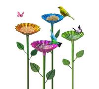 Dgayaeic Abbeveratoio delle - 4 Pezzi con Picchetto e Decorazione Fiori da Giardino,Bagno d'Alimentatore Abbeveratoio per Impollinatori - Per uccelli pappagallini cortili terrazze sentieri terreno
