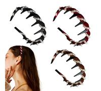 Dgayaeic Fascia Per Capelli Con Denti | Fascia Per Capelli Alti Stile Vintage Con Denti | 3 Fascie Dentate, Accessorio Stilistico Per Viaggi Casa Ufficio Scuola