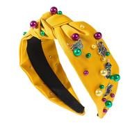 Dgayaeic Fascia per capelli ingioiellata, per capelli Mardi Gras,Fascia per capelli larga e spessa della sfilata di carnevale con nodo - Fascia per capelli Mardi Gras con gioielli in diversi colori