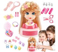 Dgayaeic Set per pratica con la testa di bambola per bambini, per pratica con l'arricciacapelli, per pratica con il ferro arricciacapelli, strumenti per il trucco, per bambini dai 3 ai