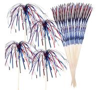 Dgayaeic Stuzzicadenti per Cocktail - 50 Pezzi Stuzzicadenti Decorativi Con Effetto Fuochi D'Artificio - Decorazioni Patriotiche, Stuzzicadenti Decorati Fantasiosi Per Antipasti E BBQ