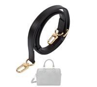 DGAZ Tracolla in Vacchetta Pelle per borsa Speedy, Tracolla di ricambio con confezione regalo e anelli a D, Lunghezza Regolabile 90-120cm (Glossy Black, Larghezza 1,5cm)