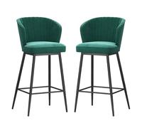 DGDHHSFJDJ Bar Stools Set of 2, High Back Barstool Counter Chair with Footrest and Metal Legs, for Home Kitchen Island Pub(Black-Green,75cm/29.5in)