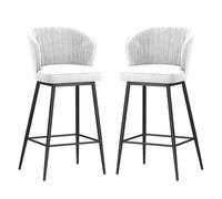 DGDHHSFJDJ Bar Stools Set of 2, High Back Barstool Counter Chair with Footrest and Metal Legs, for Home Kitchen Island Pub(Black-White,65cm/25.6in)