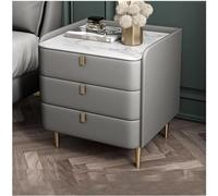 DGDHHSFJDJ Comodino in similpelle in stile moderno di metà secolo con piano in pietra sinterizzata con motivo marmoreo e mobiletto per camera da letto a 3 cassetti
