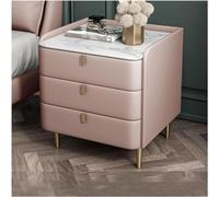 DGDHHSFJDJ Comodino in similpelle in stile moderno di metà secolo con piano in pietra sinterizzata con motivo marmoreo e mobiletto per camera da letto a 3 cassetti