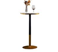 DGDHHSFJDJ Marble Round Bistro Cocktail Table, Round Cocktail Bar Table with Metal Legs and Base, Easy to Assemble, Suitable for Living Room, Bistro, Outdoor