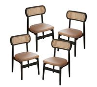 DGDHHSFJDJ Minimalist Dining Chairs With Backrest And Sturdy Solid Wood Legs & Upholstered PU Leather, for Dining Room Living Room Bedroom Studio(Light brown,4PCS)