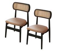 DGDHHSFJDJ Minimalist Dining Chairs With Backrest And Sturdy Solid Wood Legs & Upholstered PU Leather, for Dining Room Living Room Bedroom Studio(Light brown,2PCS)