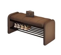 DGDHHSFJDJ Modern 2-in-1 Upholstered Entryway Shoe Bench & Shoes Changing Stool, Shoe Rack with Shelf with 2 Tier Storage Space for End of Bed, Entryway, Bedroom, Living Room(Brown,80cm/31.50in)