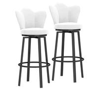 DGDHHSFJDJ Modern 360° Swivel High Bar Stools, Velvet Upholstered Bar Chairs with Back and Metal Legs, for Kitchen Island, Pub & Dining Room(Black-White,75cm/29.5in)