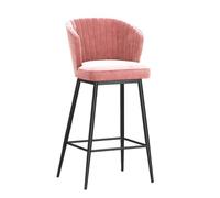 DGDHHSFJDJ Modern Velvet Upholstered Counter Height Stool with Back, Comfortable Island Chairs, for Kitchen Counter/Dining Room 75cm/29.5in(Black-Pink)
