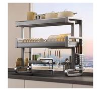 DGDHHSFJDJ Scolapiatti a 2/3 ripiani, grande scolapiatti salvaspazio in acciaio al carbonio per lavelli singoli e doppi, perfetto per uso domestico e nei ristoranti