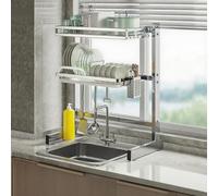 DGDHHSFJDJ Scolapiatti a doppio strato in acciaio inossidabile 304 per lavello, scolapiatti resistente ed elegante