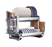 DGDHHSFJDJ Scolapiatti in acciaio inox sopra il lavello, grande scolapiatti da cucina con portacoltelli e cestello per posate, multifunzionale, Kitchen nizer