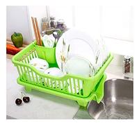 DGDHHSFJDJ Scolapiatti salvaspazio per lavello da cucina, scolapiatti rimovibile in plastica con vassoio per utensili, elegante organizer da banco verde per piatti, posate e accessori da cucina