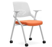 DGDHHSFJDJ Sedia da conferenza ergonomica moderna con ruote, braccioli, schienale e cuscino spesso, sedia da ufficio pieghevole per la reception degli ospiti in ufficio - Arancione - 330 libbre