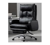 DGDHHSFJDJ Sedia da gioco ergonomica con pedale, girevole, in pelle, per scrivania e ufficio, comoda ed elegante (nera)