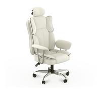 DGDHHSFJDJ Sedia da ufficio ergonomica in similpelle con schienale alto regolabile, girevole a 360°, funzione di inclinazione, braccioli morbidi, sedia da computer bianca per casa/ufficio