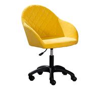 DGDHHSFJDJ Sedia da ufficio girevole a 360°, altezza regolabile da 42 a 52 cm, schienale medio. Il design imbottito offre un supporto confortevole, adatto a lunghe ore di lavoro/Giallo