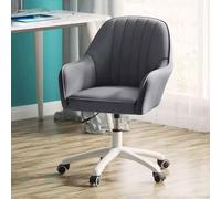 DGDHHSFJDJ Sedia da ufficio girevole multifunzionale, altezza regolabile da 42 a 52 cm, con braccioli. Base girevole con comoda imbottitura, adatta per lunghe ore di lavoro/Blu-Grigio