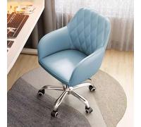 DGDHHSFJDJ Sedia girevole da ufficio moderna in similpelle con schienale medio, altezza regolabile 80-88 cm, dotata di ruote silenziose, adatta per l'ufficio domestico o lo studio/Blu