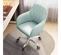 DGDHHSFJDJ Sedia girevole da ufficio moderna in similpelle con schienale medio, altezza regolabile 80-88 cm, dotata di ruote silenziose, adatta per l'ufficio domestico o lo studio/Blu
