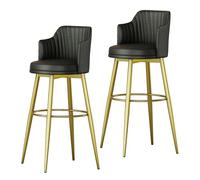DGDHHSFJDJ Set di 2 sgabelli da bar girevoli in similpelle, sgabelli for isola da cucina con schienale e poggiapiedi, for isola da cucina, bar di casa, angolo colazione(Gold-Black,75cm/29.5in)
