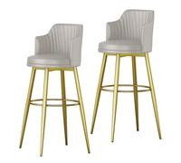 DGDHHSFJDJ Set di 2 sgabelli da bar girevoli in similpelle, sgabelli for isola da cucina con schienale e poggiapiedi, for isola da cucina, bar di casa, angolo colazione(Gold-Grey,65cm/25.6in)