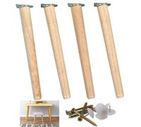 DGDHHSFJDJ Set di 4 gambe per mobili in legno massello di faggio - Supporti conici inclinabili da 17,7 pollici con accessori di montaggio per tavolo, credenza, tavolino, panca, libreria e mobile TV