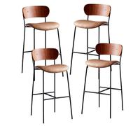 DGDHHSFJDJ Set di sgabelli da bar da 1/2/4/6 pezzi, sgabelli da bar in similpelle con schienale, gambe imbottite e in metallo, for cucina, bar, pub, ristoranti(4PCS Brown,65cm/25.6in)