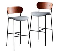 DGDHHSFJDJ Set di sgabelli da bar da 1/2/4/6 pezzi, sgabelli da bar in similpelle con schienale, gambe imbottite e in metallo, for cucina, bar, pub, ristoranti(2PCS Gray,65cm/25.6in)