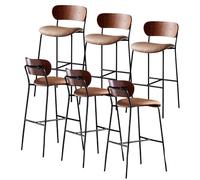DGDHHSFJDJ Set di sgabelli da bar da 1/2/4/6 pezzi, sgabelli da bar in similpelle con schienale, gambe imbottite e in metallo, for cucina, bar, pub, ristoranti(6PCS Brown,75cm/29.5in)