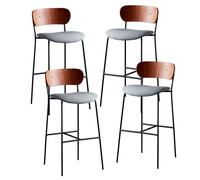 DGDHHSFJDJ Set di sgabelli da bar da 1/2/4/6 pezzi, sgabelli da bar in similpelle con schienale, gambe imbottite e in metallo, for cucina, bar, pub, ristoranti(4PCS Gray,65cm/25.6in)