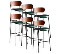 DGDHHSFJDJ Set di sgabelli da bar da 1/2/4/6 pezzi, sgabelli da bar in similpelle con schienale, gambe imbottite e in metallo, for cucina, bar, pub, ristoranti(6PCS Green,65cm/25.6in)
