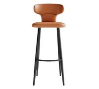 DGDHHSFJDJ Set di sgabelli da bar da 1/2/4, sgabelli alti da bancone con schienale basso e seduta in similpelle, gambe in metallo nero, for cucina, bar, pub, ristorante(1PCS Orange,55cm/21.65in)