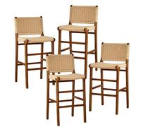 DGDHHSFJDJ Set di sgabelli da bar moderni da 1/2/4, sedie da bar for la colazione con schienali e gambe in legno, for cucina, bar, pub, ristorante(4PCS Dark brown,60cm/23.62in)