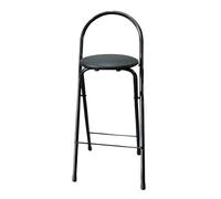 DGDHHSFJDJ Sgabello da bar pieghevole rotondo nero con seduta imbottita - capacità di carico 100 kg per cucine, balconi e giardini. Altezza 55 cm.