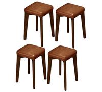DGDHHSFJDJ Solid Wood Comfy Upholstered Side Chairs Set of 1/2/4, Kitchen Chairs, Suitable Kitchen & Dining Room Farmhouse Cafe(Brown,4PCS)
