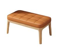 DGDHHSFJDJ Solid Wood Ottoman Shoe Bench, Modern Leather Shoe Bench with 2 Tier Storage, for Entry, Hallway, Living Room, Bedroom, Walk-in closet(Yellow - Orange,72cm/28.35in)