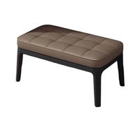 DGDHHSFJDJ Solid Wood Ottoman Shoe Bench, Modern Leather Shoe Bench with 2 Tier Storage, for Entry, Hallway, Living Room, Bedroom, Walk-in closet(Black - Brown,52cm/20.47in)