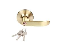 DGEJWMSC Serratura a leva reversibile for porta interna in ottone satinato con rosetta rotonda(Golden-70mm Keys)