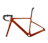 DGERFDJO Compatibile con Il Telaio for Bici da Ghiaia in Carbonio Airwolf, Telaio con Cavi Completamente nascosti 700x40C con Supporti for Freni a Disco(Crystal Orange,54cm Gloss)