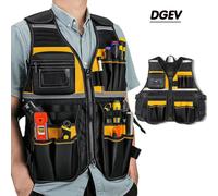 DGEV Abiti da lavoro per elettricisti multifunzionali Gilet riflettente Gilet di sicurezza per l'edilizia Porta martello Cacciavite Chiave Borsa per attrezzi
