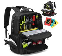 DGEVTool Zaino per attrezzi da uomo resistente con 3 buste per attrezzi Organizzatore Elettricista Idraulico Borse per attrezzi per lavoratori di manutenzione
