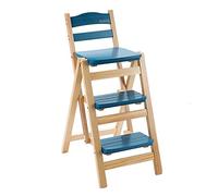 DGFOSXLIP Sgabello da Bar Pieghevole Multifunzionale a 3 gradini, Scala in Legno massello, Sgabello Alto da bancone, Portatile e Pieghevole per la Cucina