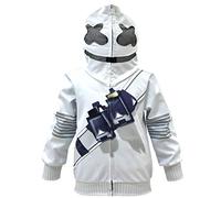Dgfstm Ragazzi Smile Maschera viso con cappuccio Bambini Moda DJ 3D Manica lunga Pullover Giacca Cosplay (Cerniera, 140)