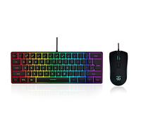 DGG Tastiera e mouse da gioco al 60%, set di tastiera e mouse piccolo, mini tastiera da gioco 61 tasti True RGB sensazione meccanica, per computer PC gamer