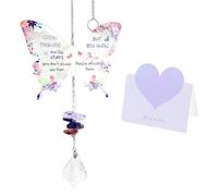 DGHEGDUI 1 Ciondolo A Forma di Farfalla E 1 Carta d'Amore, Ciondolo Auto Acrilico Moda, Biglietto di Auguri Tridimensionale Desiderio, Carta Messaggio Vuoto